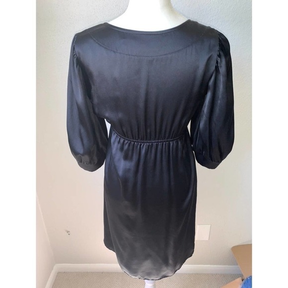 Amanda Uprichard 100% Silk Black V-Neck Dress - Picture 4 of 10
